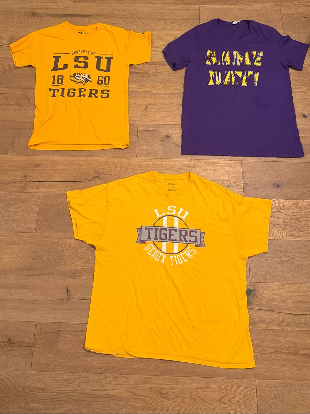 3 LSU Tigers Purple and Gold T-Shirt Bundle